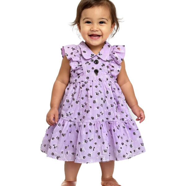 363 Couler Frock Violet Colour/ 1-4 Size / 3 Colours  100% Cotton Frock