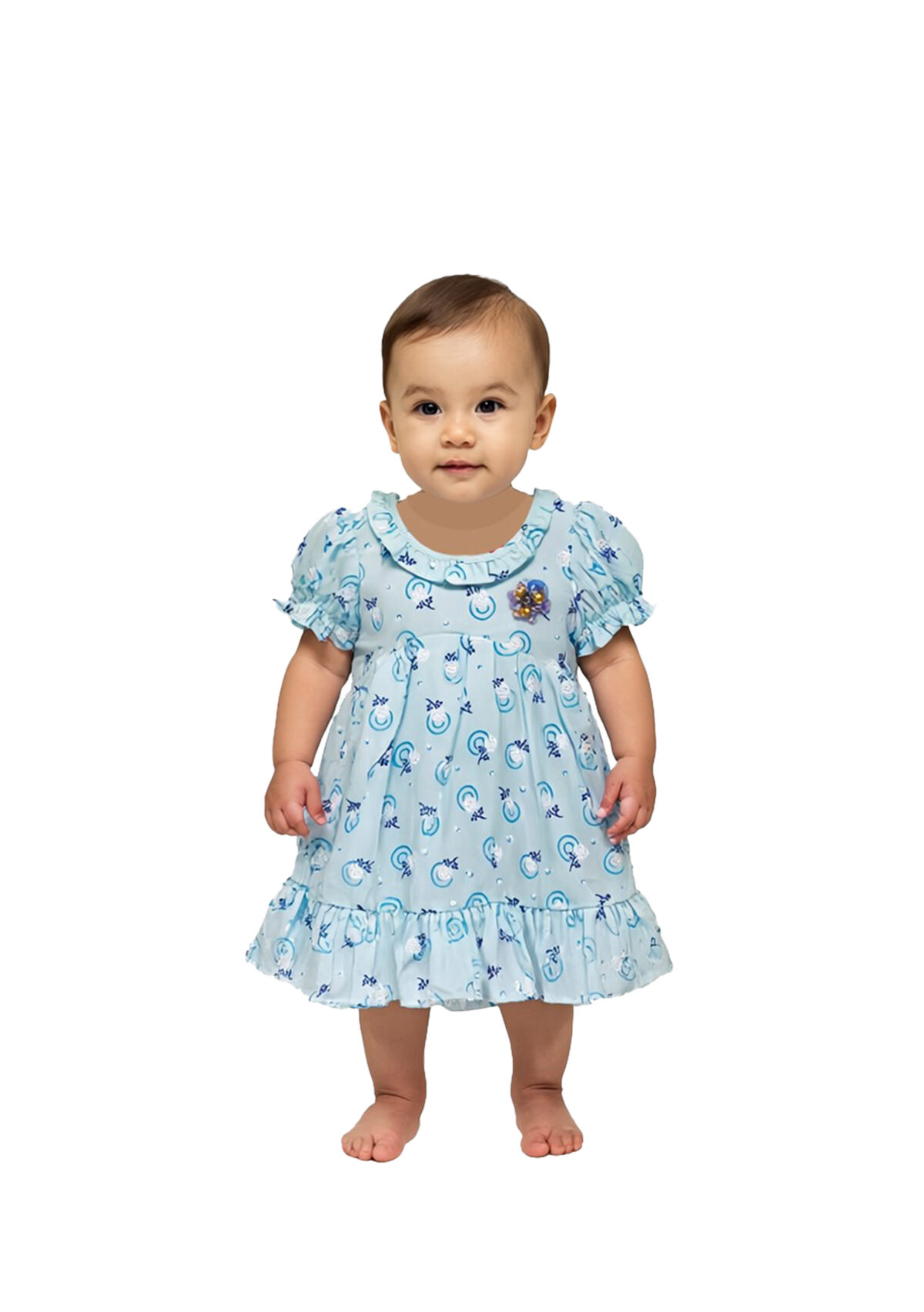 362 Flower Frock Blue Colour - Image 2