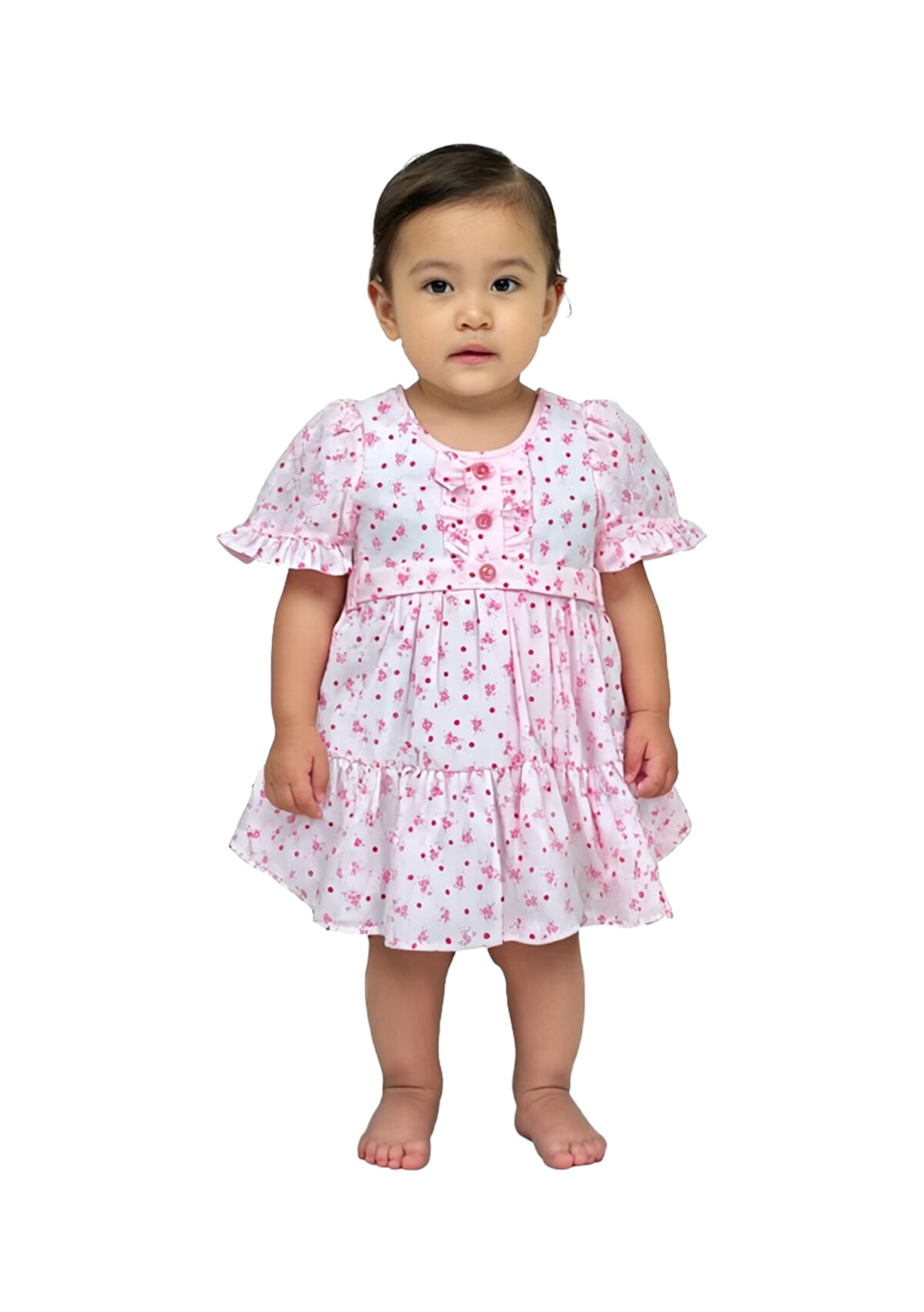 366 Puff Sleev Frock Lite Rose Colour/ 06 -36 Month  Size / 3 Colours  100% Cotton Frock - Image 4