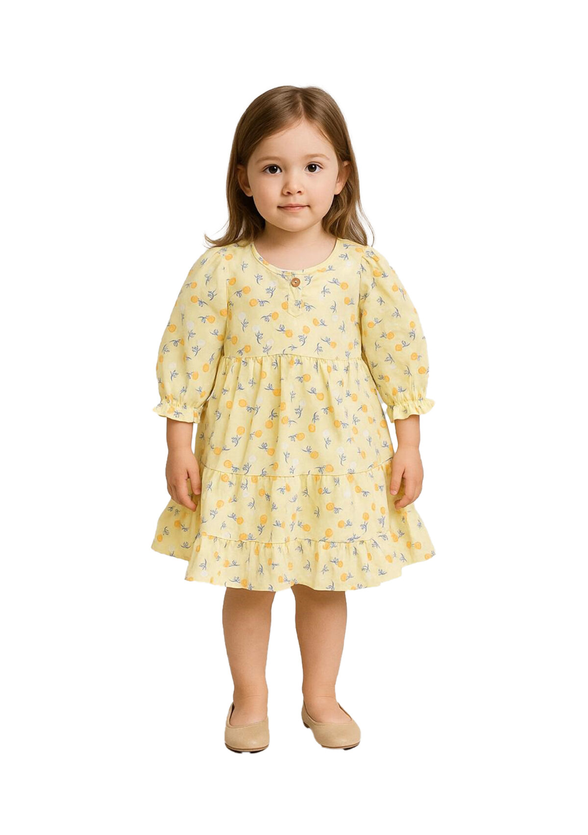 367 Polka Frock Yellow Colour/ 06 -36 Month  Size / 3 Colours  100% Cotton Frock - Image 1