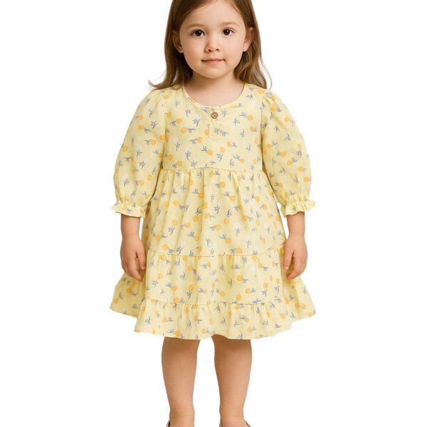367 Polka Frock Yellow Colour/ 06 -36 Month  Size / 3 Colours  100% Cotton Frock