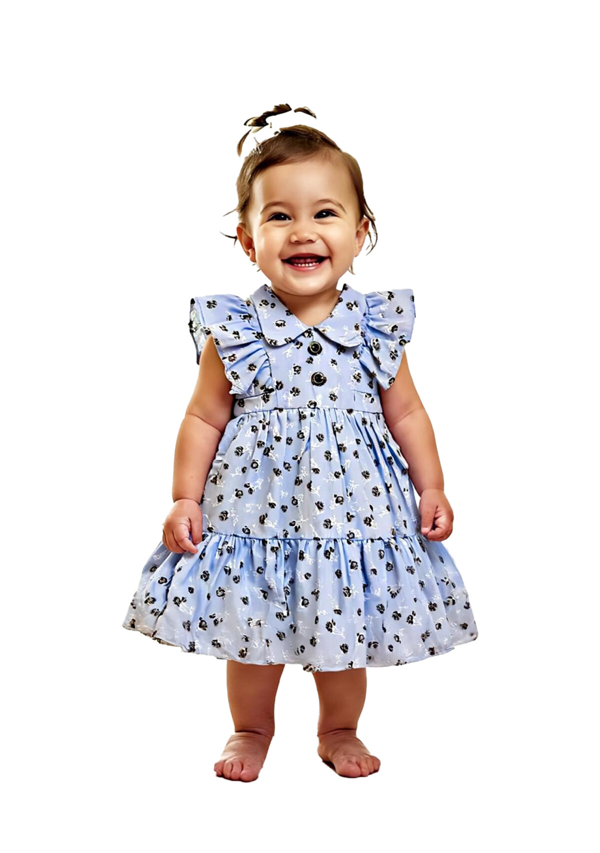 363 Couler Frock blue Colour/ 1-4 Size / 3 Colours  100% Cotton Frock - Image 1