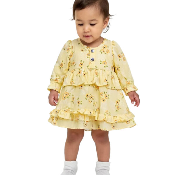 365 Sleev Frock Yellow Colour/ 06 -36 Month Size / 3 Colours 100% Cotton Frock