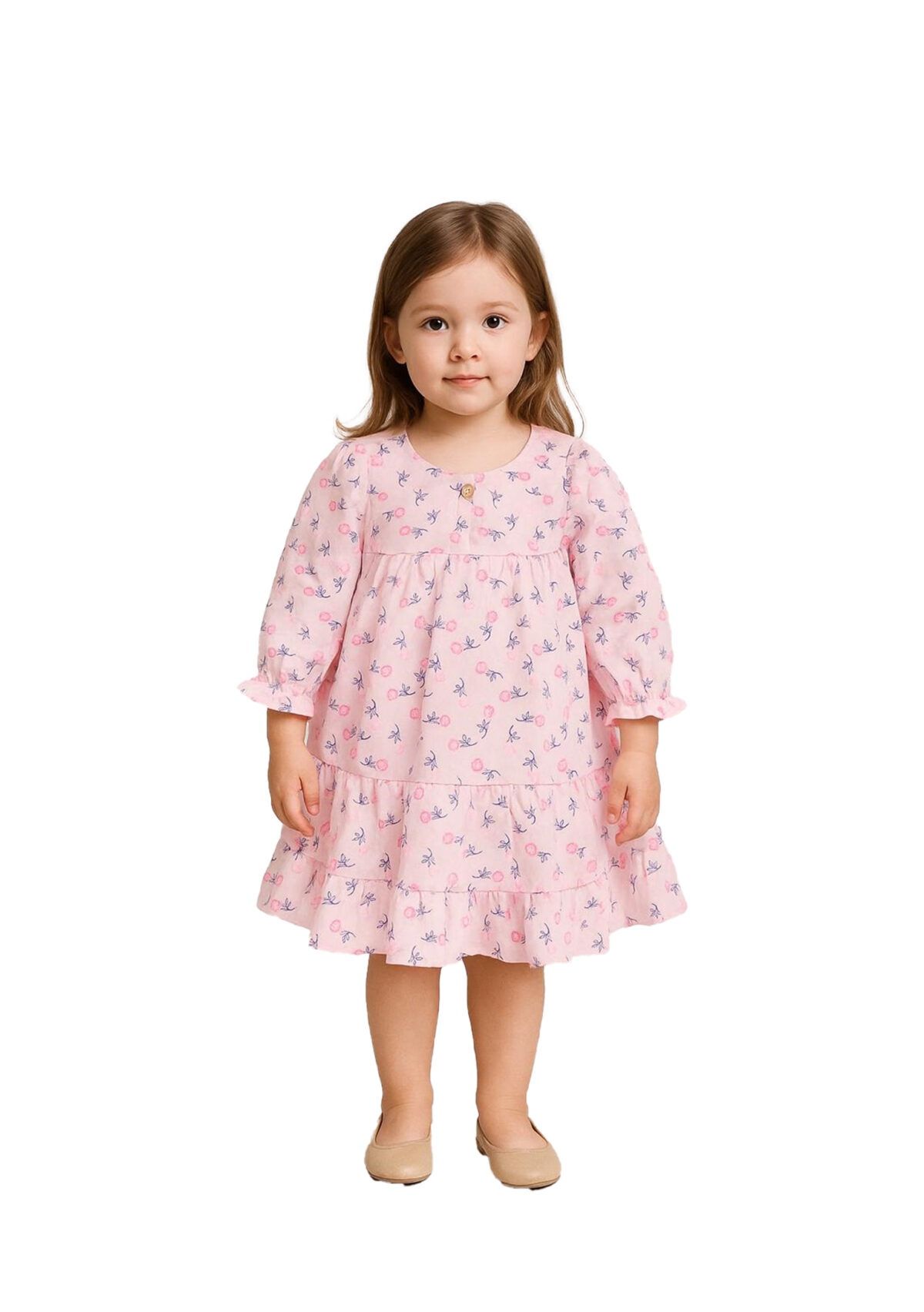 367 Polka Frock Rose Colour/ 06 -36 Month  Size / 3 Colours  100% Cotton Frock - Image 1