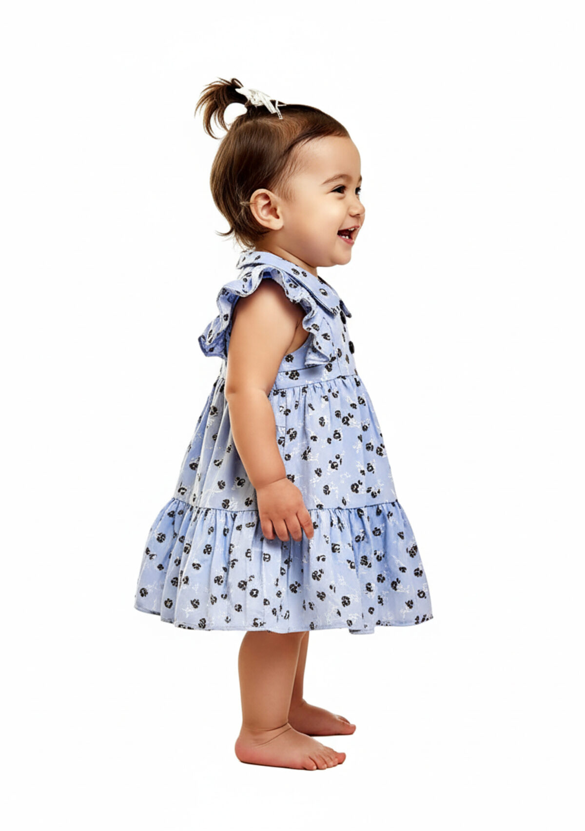 363 Couler Frock blue Colour/ 1-4 Size / 3 Colours  100% Cotton Frock - Image 4