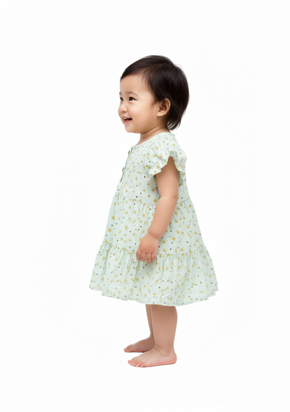 366 Puff Sleev Frock lite Yellow Colour/ 06 -36 Month  Size / 3 Colours  100% Cotton Frock - Image 2