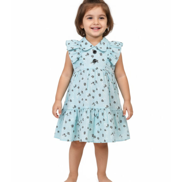 363 Couler Frock Sky blue Colour/ 1-4 Size / 3 Colours  100% Cotton Frock