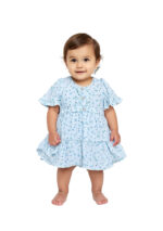 366 Puff Sleev Frock Lite Blue Colour/ 06 -36 Month Size / 3 Colours 100% Cotton Frock