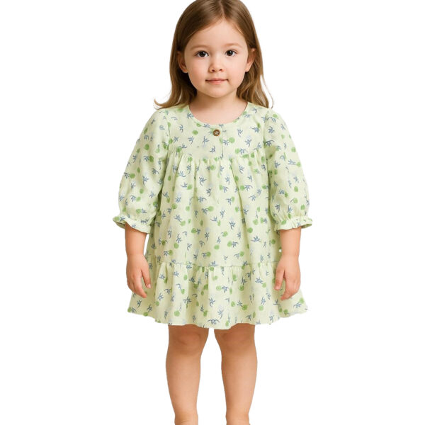 367 Polka Frock Green Colour/ 06 -36 Month  Size / 3 Colours  100% Cotton Frock