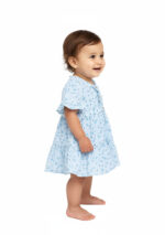 366 Puff Sleev Frock Lite Blue Colour/ 06 -36 Month Size / 3 Colours 100% Cotton Frock - Image 4