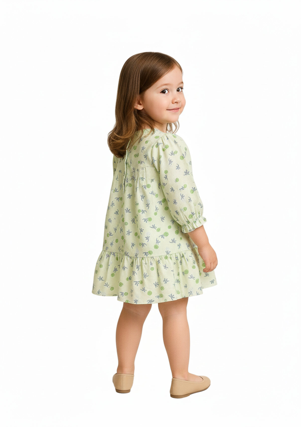367 Polka Frock Green Colour/ 06 -36 Month  Size / 3 Colours  100% Cotton Frock - Image 2
