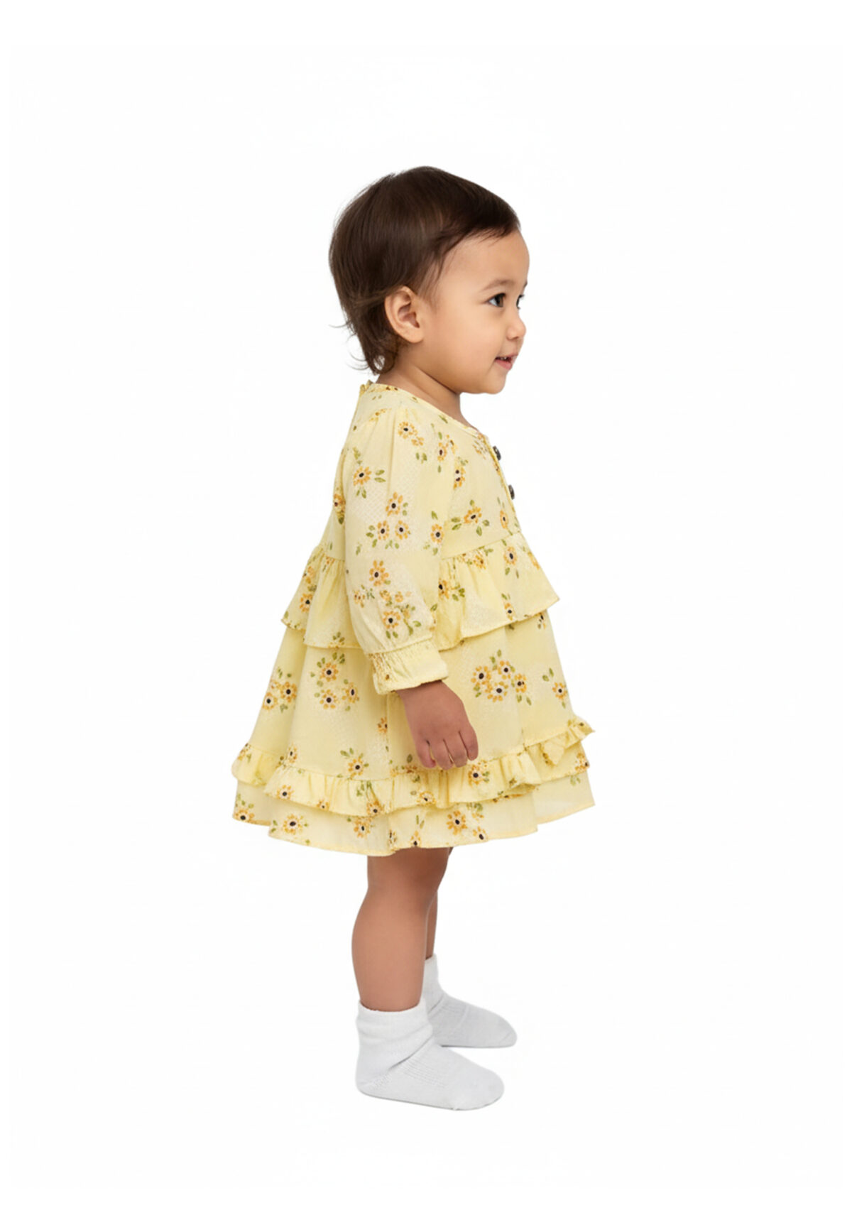 365 Sleev Frock Yellow Colour/ 06 -36 Month  Size / 3 Colours  100% Cotton Frock - Image 3