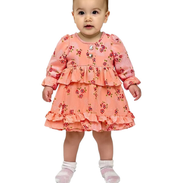 365 Sleev Frock Orange Colour/ 06 -36 Month Size / 3 Colours 100% Cotton Frock
