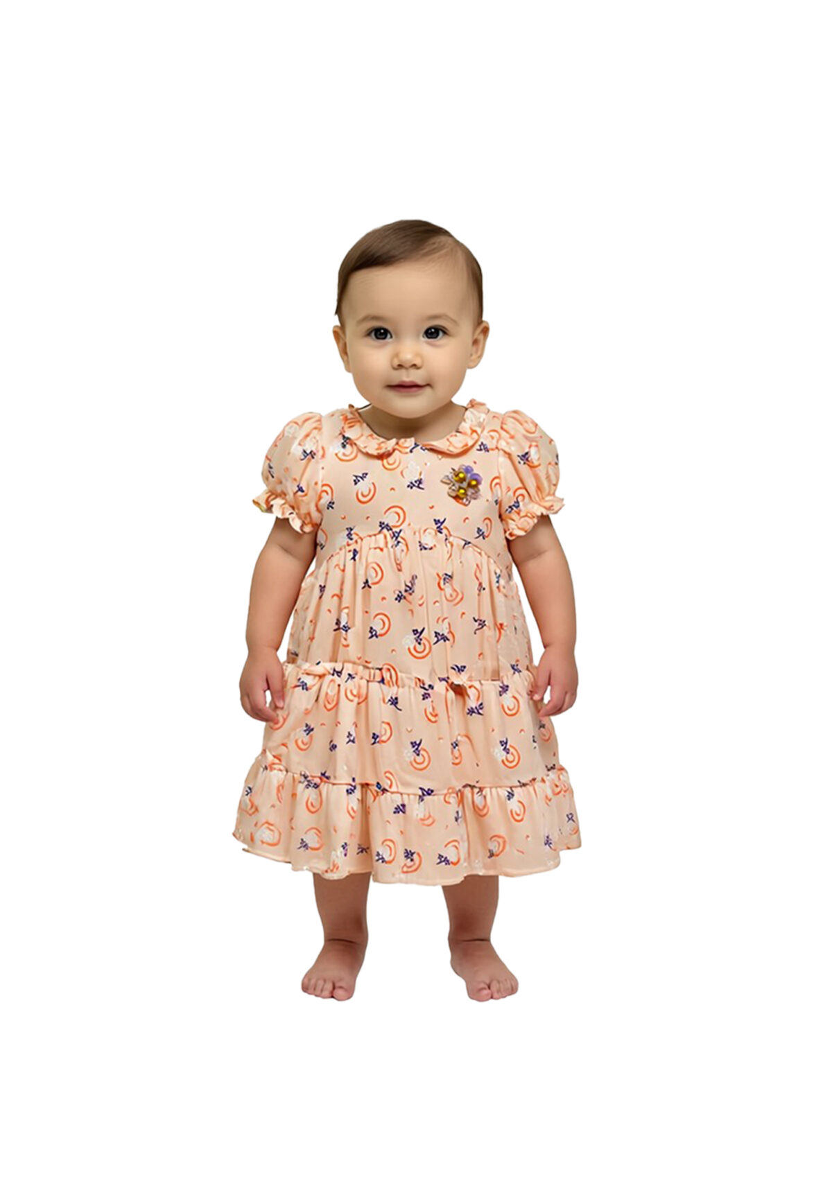 362 Flower Frock  Orange Colour - Image 1