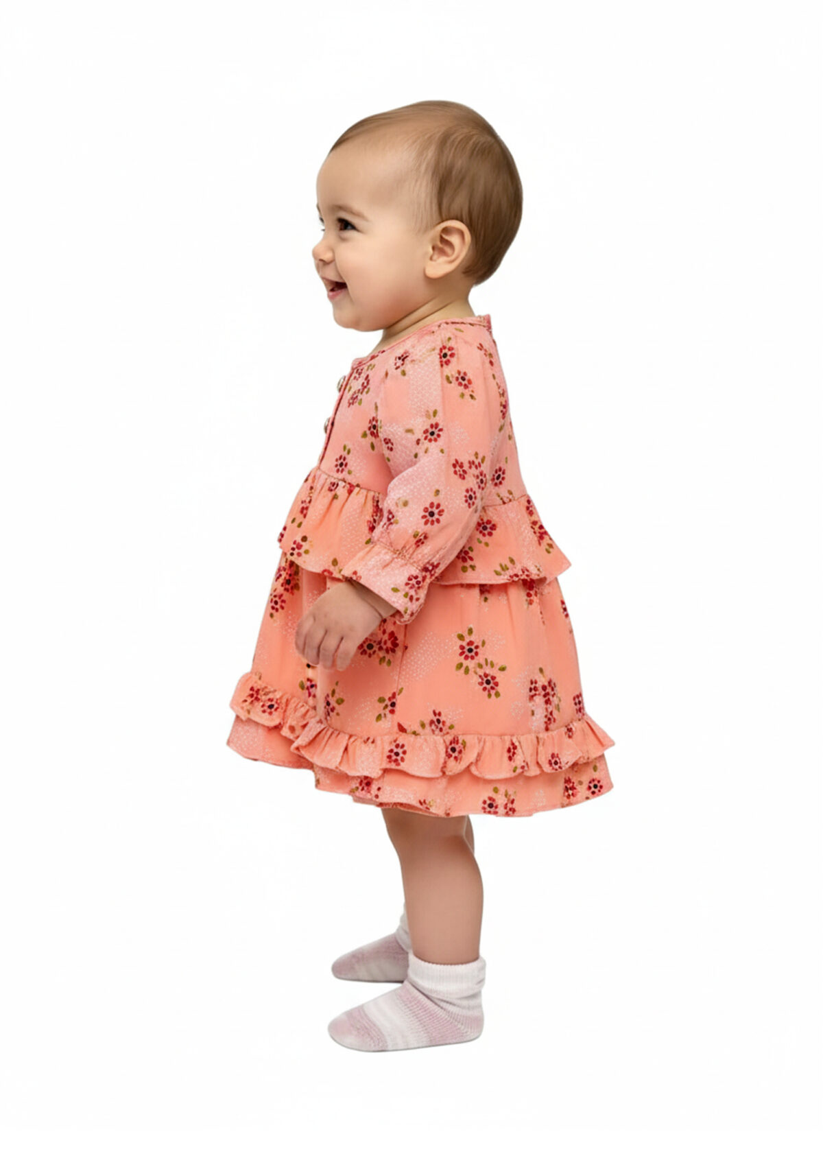 365 Sleev Frock Orange Colour/ 06 -36 Month  Size / 3 Colours  100% Cotton Frock - Image 4