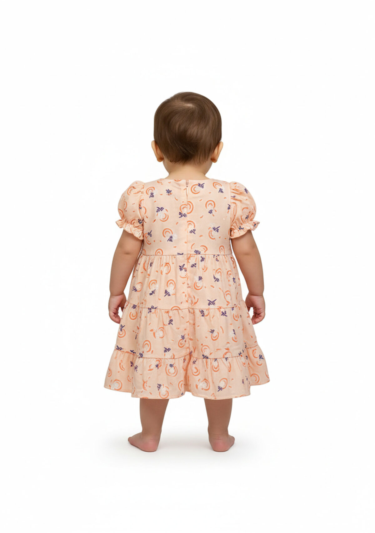 362 Flower Frock  Orange Colour - Image 4
