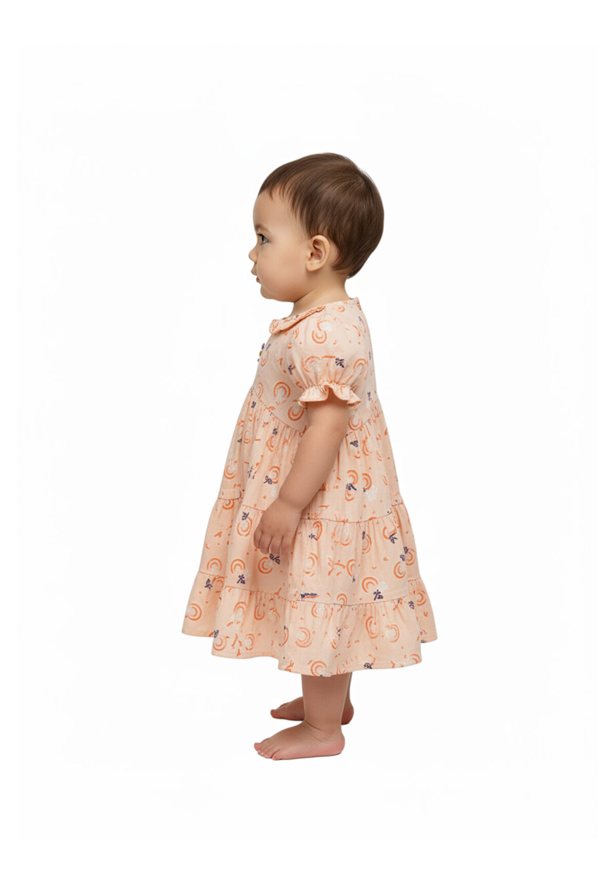 362 Flower Frock  Orange Colour - Image 3